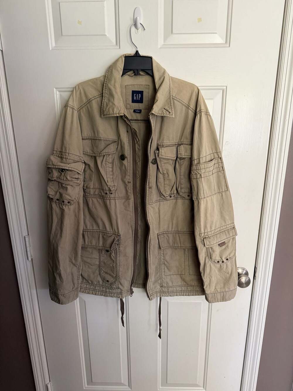 Gap Utility Field Jacket Size XL Khaki Heavy Duty Cargo Safari Coat